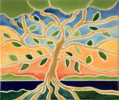 abstract ceramic tile for the wall - Tree of Life