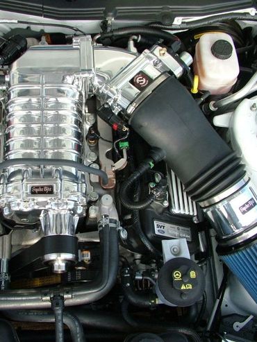 Supercharger with Stiegemeier Snake Bit kit, pulley modifications and lots of chrome.