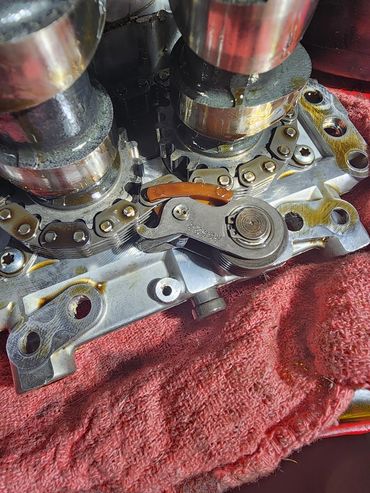 Broken tensioner show for vtwin motorcylcle