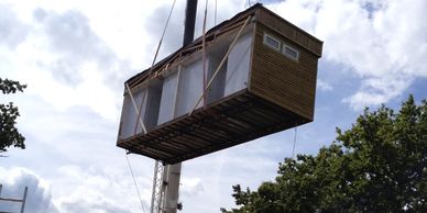 PPW Trading Installation in conservation area of timber clad modular building.