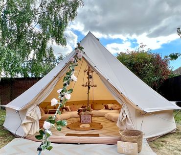 Woodland Dreams bell tent with nature-inspired interior styling.