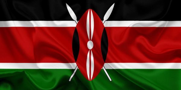 Flag of Kenya with its distinctive shield and spears design.