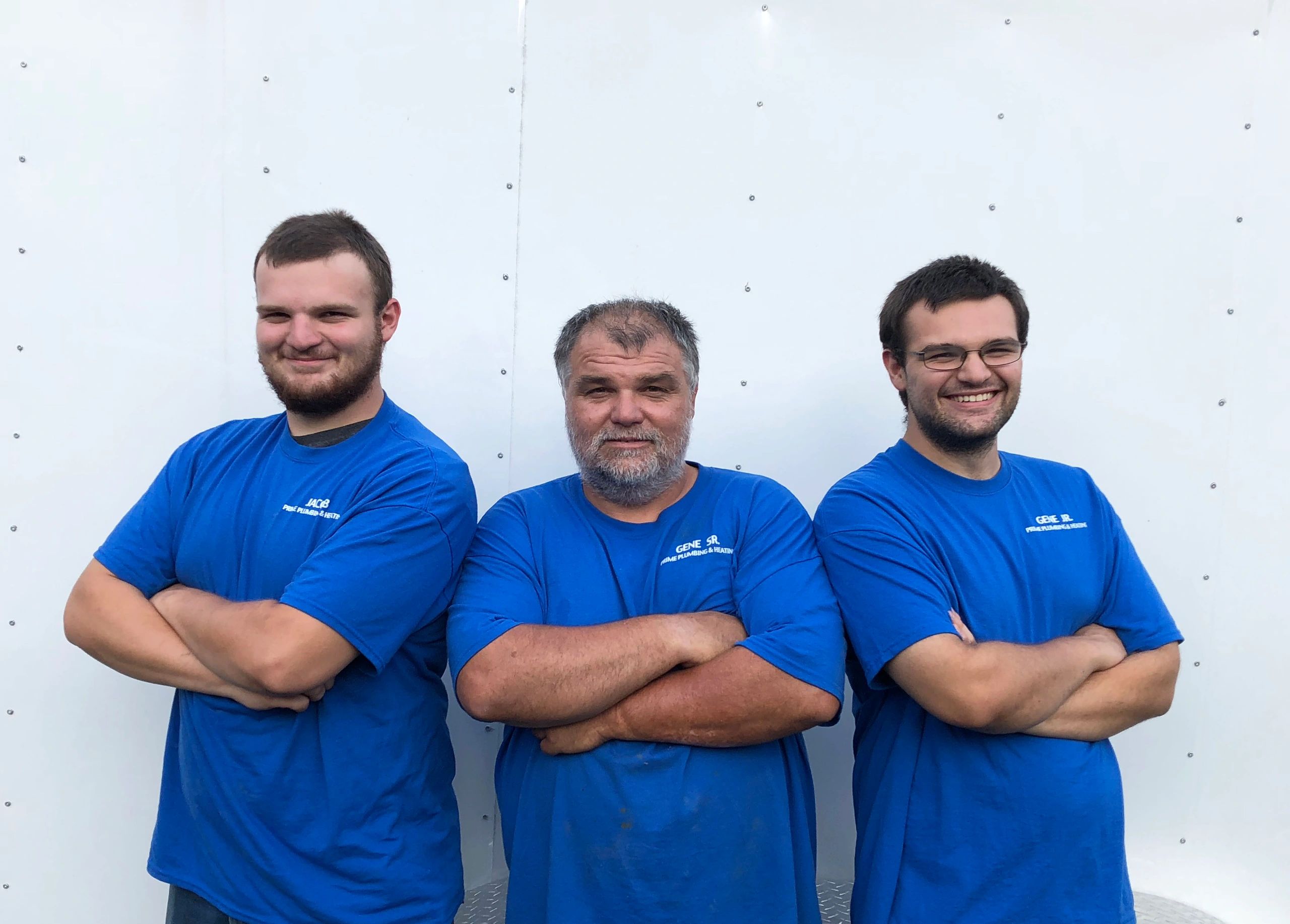 Prime Plumbing & Heating Employees.  Gene Morgan Sr., Gene Morgan Jr., & Jacob Morgan.