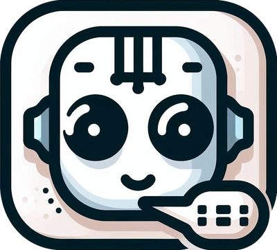 A cartoon of a robot with a speech bubble.
