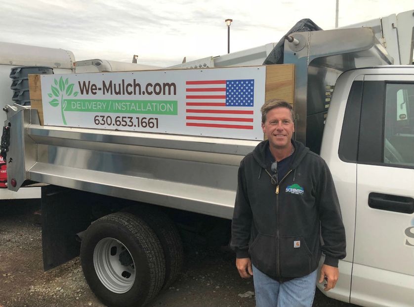 Al Schmidt with new delivery / installation truck for We-Mulch.com