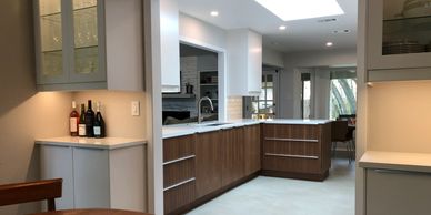 Kitchen Remodeling Company in Atlanta GA picture showing newly remodeled kitchen with lights.