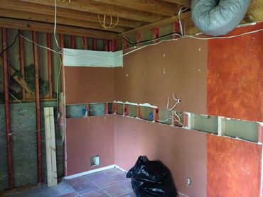 Probuild Creations Kitchen Remodel Brookhaven GA picture of wall with some of the old sheetrock in p