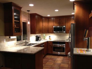 Probuild Creations Kitchen Remodel Austin picture of new taller upper cabinets with higher ceiling
