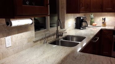 Probuild Creations Kitchen Remodel Brookhaven GA picture of backsplash tile matching countertop colo