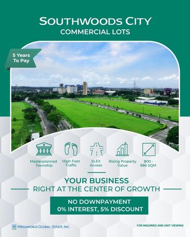 Southwoods City commercial lots with flexible payment and prime location.