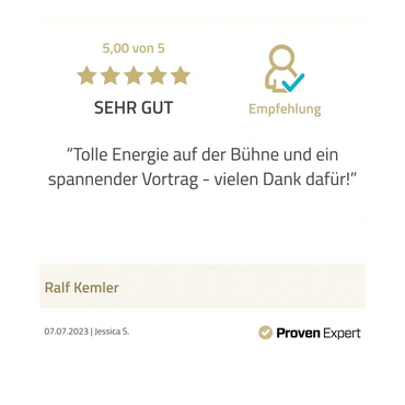 Kundenbewertung für Führungsexperte Ralf Kemler.