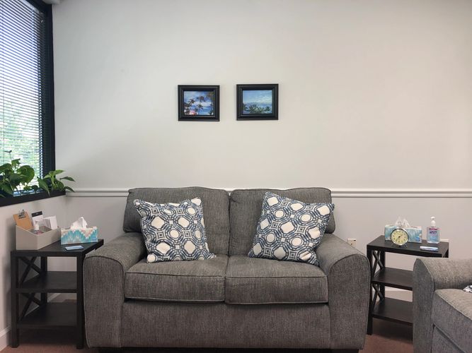 Therapy office couch.