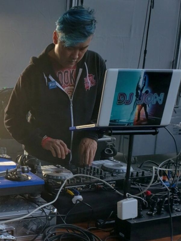 DJ Jon at a studio mixing