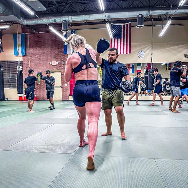 Focus mitts during training at George's MMA & Boxing Gym