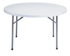 Oval Top Tables are plastic topped, will seat 10 people comfortably.