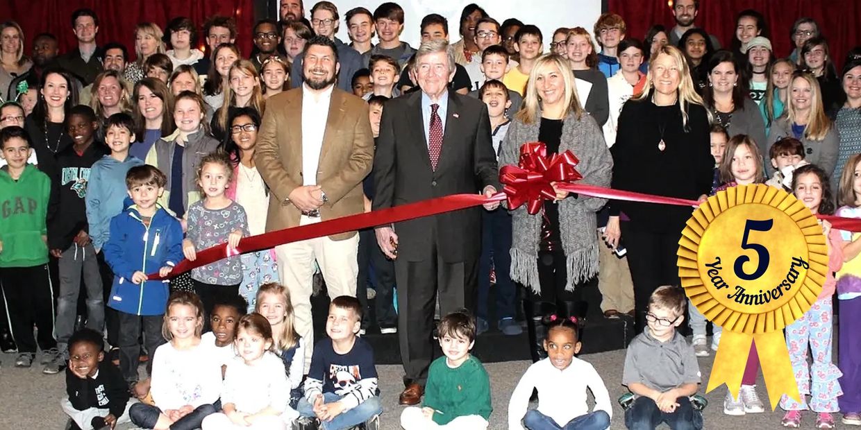 Ribbon cutting from 2018 at The Oaks School.