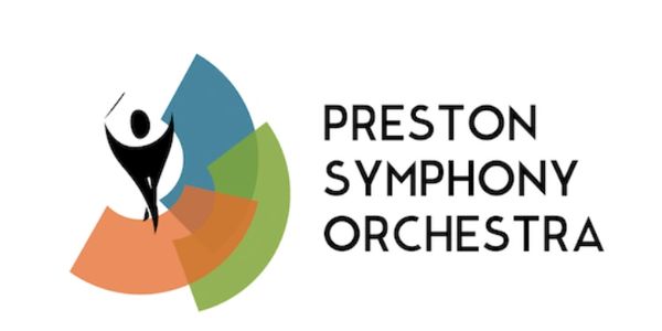 Logo of Preston Symphony Orchestra with colorful abstract shapes.