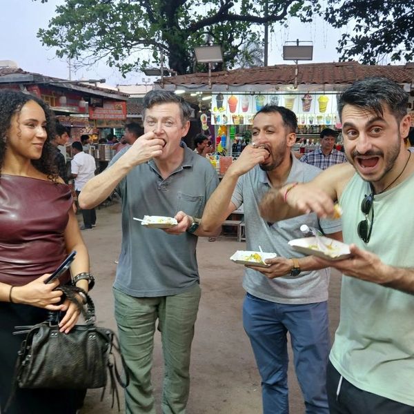 the best pani puri eating challenge on our Mumbai street food tour