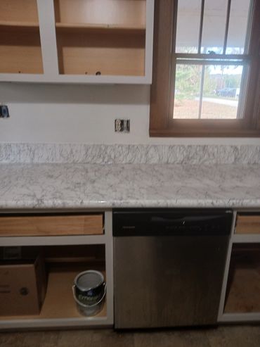 white marble on Formica