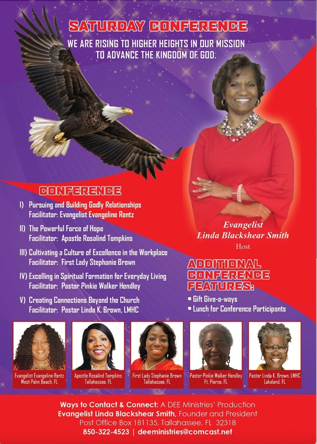 DEE MINISTRIES CONFERENCE
November 8, 2025
9 a.m.
Holiday Inn & Suites
2725 Graves Road - Tallahasse