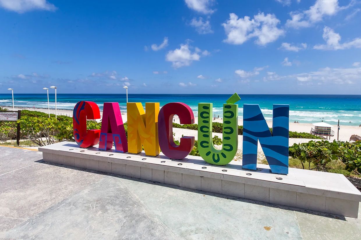 Cancun sign in Mexico on the beach
