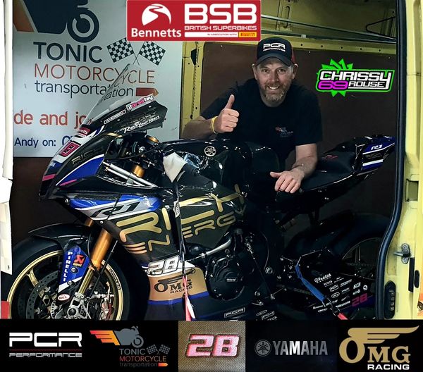 Bradley Rays 2022 winning BSB superbike in the van ready to transport from PCR Performance cannock