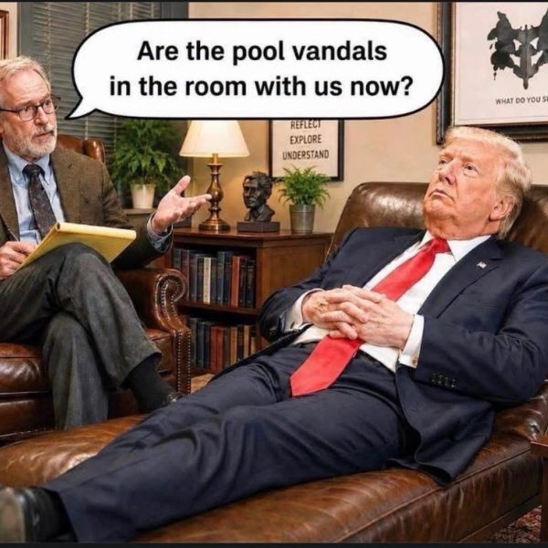 Therapist asks man about pool vandals.