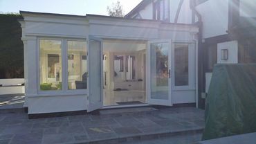 Outside conservatory painted by professional painter and decorator in Maidstone
