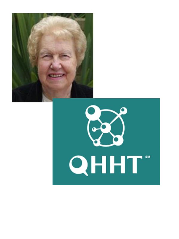Dolores Cannon with QHHT logo