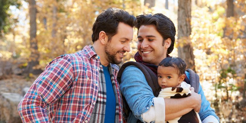 A family having a happy time with their baby