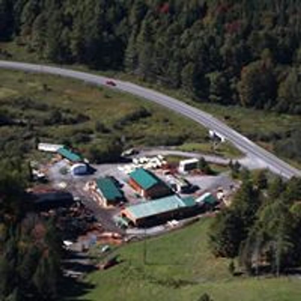 Aerial photo of the Fontaine Sawmill complex