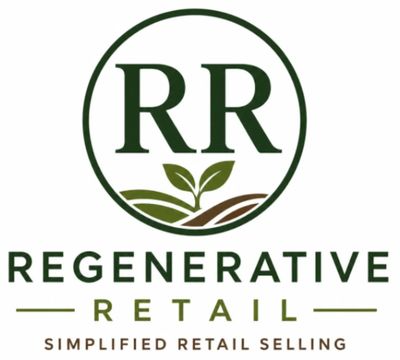 Logo for Regenerative Retail featuring stylized RR and plant design.
