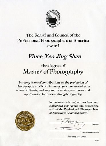The degree of Master of Photography