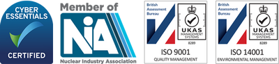 Cyber Essentials Certified.
Member of Nuclear Industry Association.
ISO 9001.
ISO 14001.