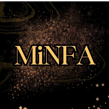 MiNFA logo with gold text and starry background.