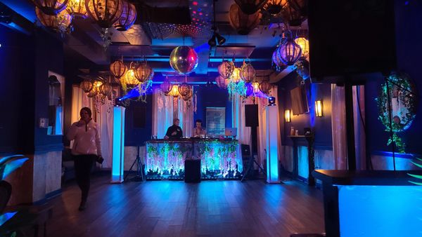 Lighting setup before guests arrive at YEMAYA at Provision No 14 in Washington, DC