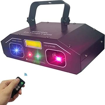3 in 1 Laser, Strobe, and Scanner Red, Blue, and Green fixture.