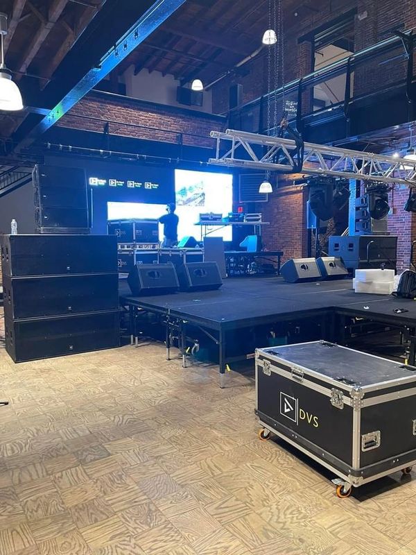 Sound, lighting, and video being setup for the Ashanti Concert in Baltimore, MD Feb 2022.