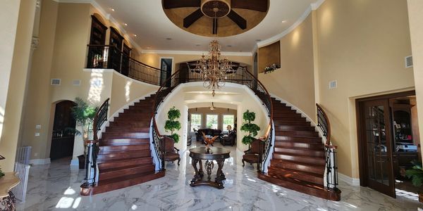 Grand entryway during a mold assessment and remediation project