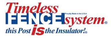 Logo for Timeless Fence system focusing on post insulators.