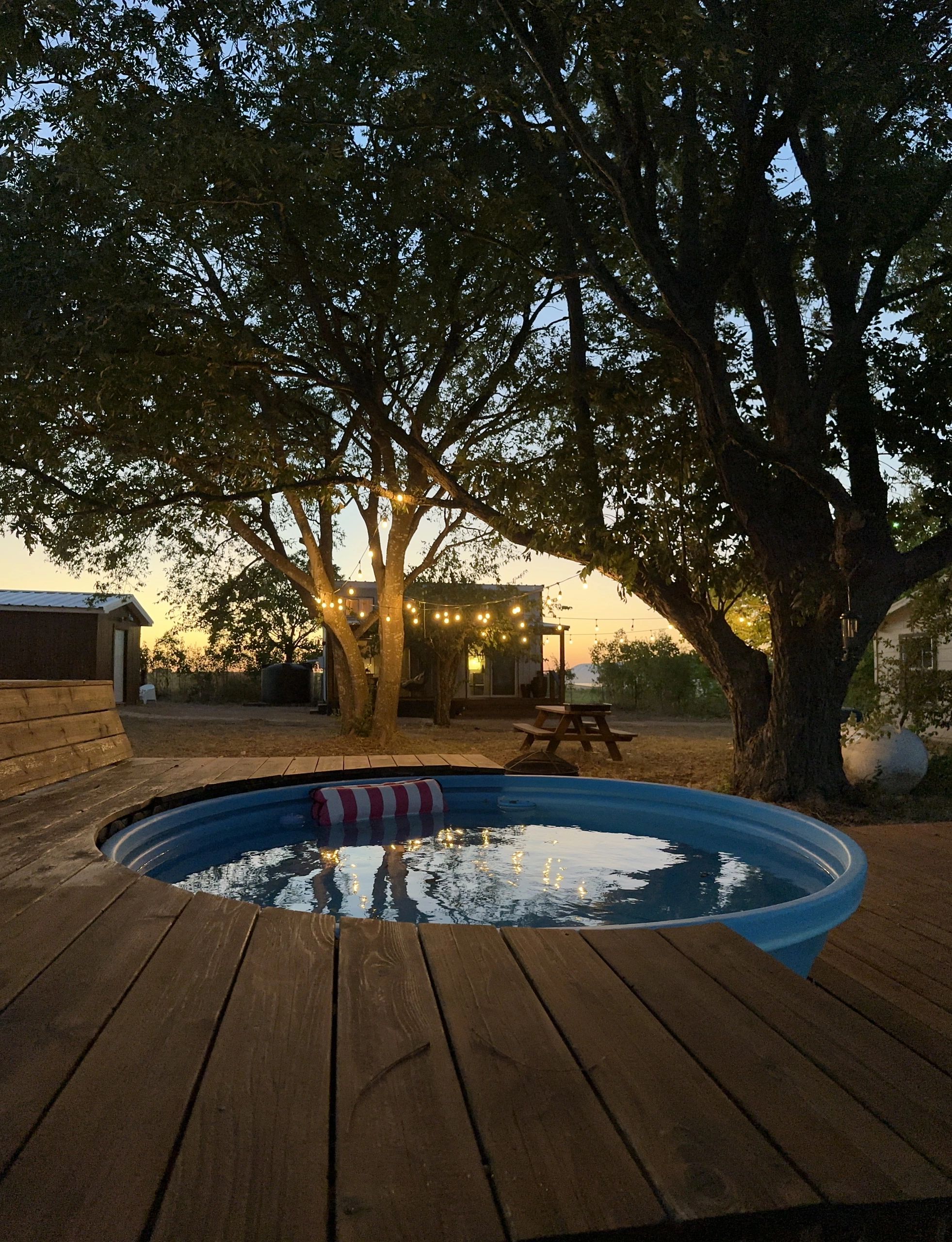 Sunset view from the Persimmon Hill cowboy pool in Rogers, Texas.