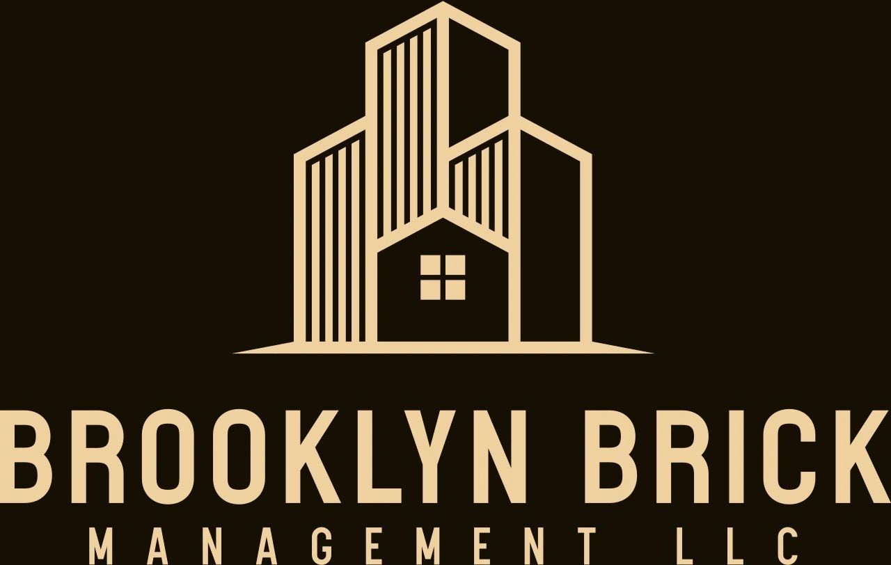 Logo of Brooklyn Brick Management LLC with stylized buildings and a house.