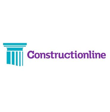 Constructionline logo with pillar icon and purple text.