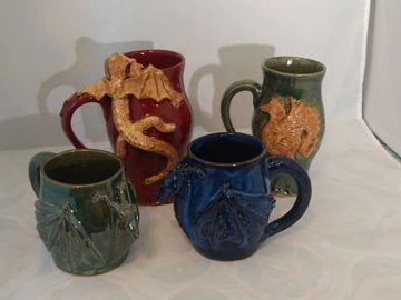 Dragon goblets in different colors.