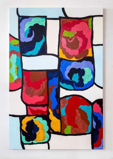 Julia Gorman oil painting contemporary art stained glass colour