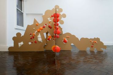 Julia Gorman contemporary art sculpture wall drawing cardboard balloons Uplands Gallery abstract