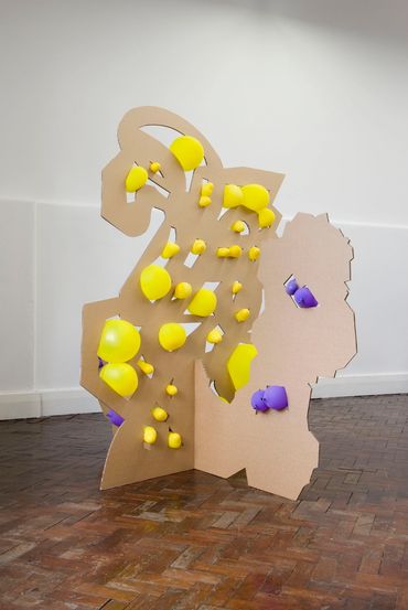Julia Gorman contemporary art sculpture wall drawing cardboard balloons Uplands Gallery abstract