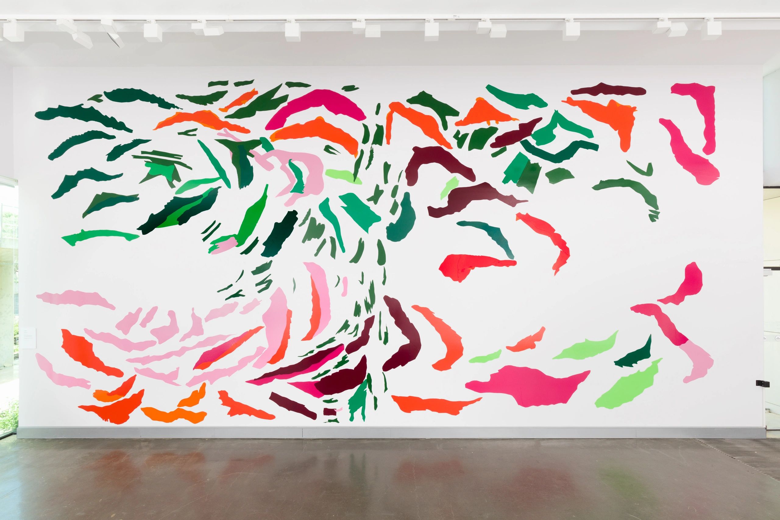 Julia Gorman contemporary art adhesive film wall drawing Deakin University mural colour