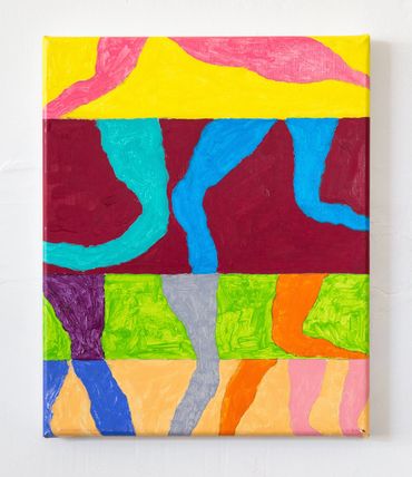 Julia Gorman oil painting contemporary art legs blobs colour soccer football