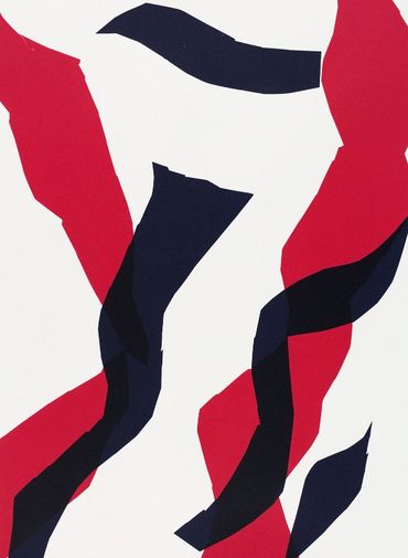 Julia Gorman contemporary art screen print abstract navy blue pink work on paper Negative Press